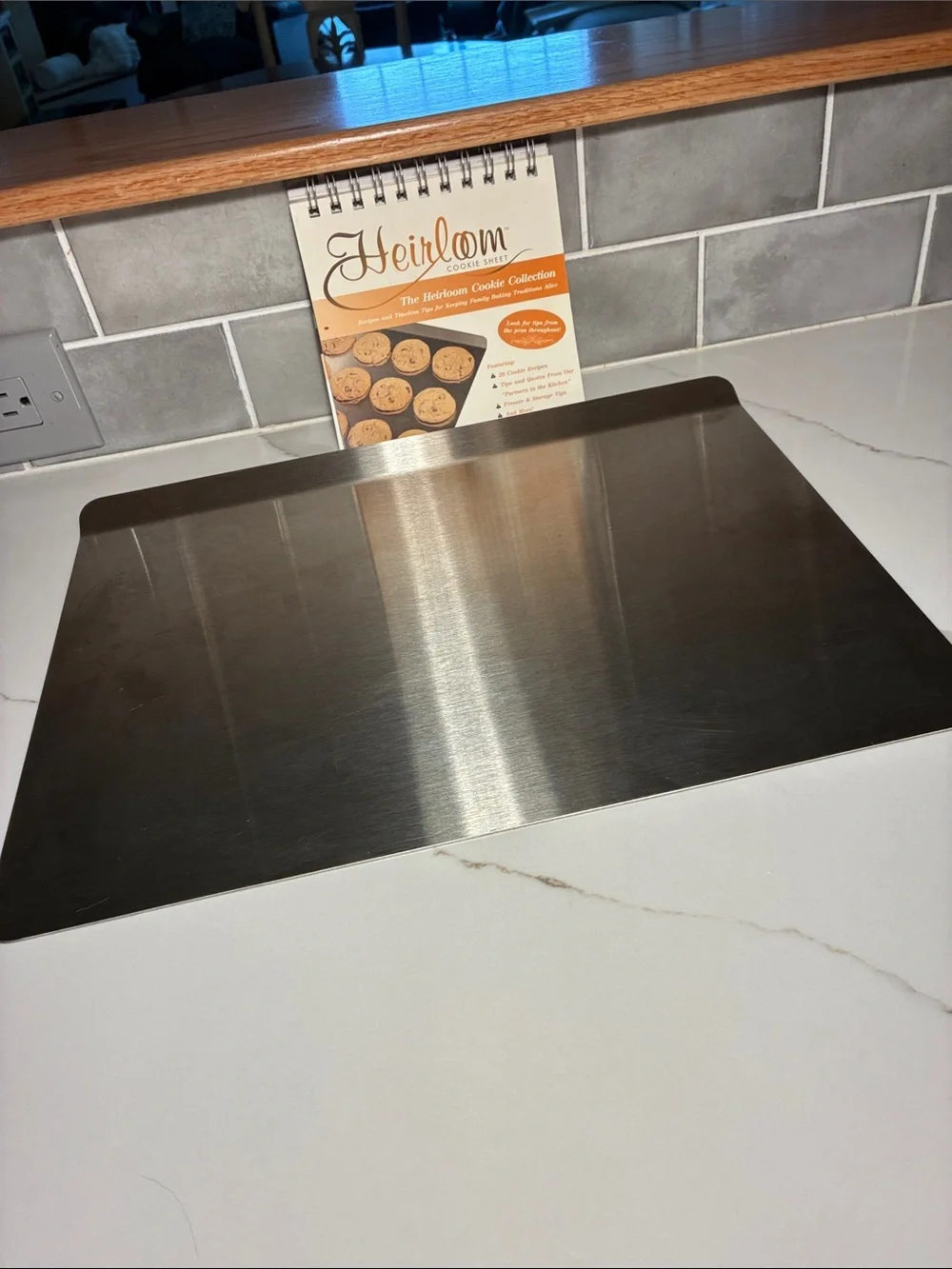 Stainless Cookie Sheet - Silver with recipe book.  Heirloom.
